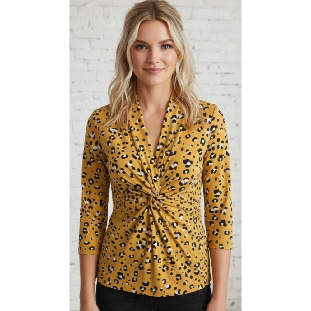 Premise Twist Front top Animal print Gold Size L